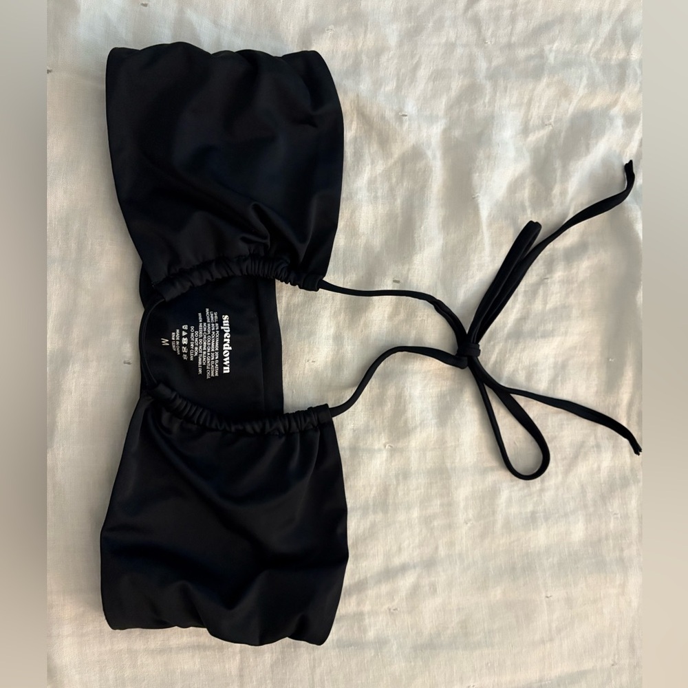 Superdown Tie Bikini Top in Black